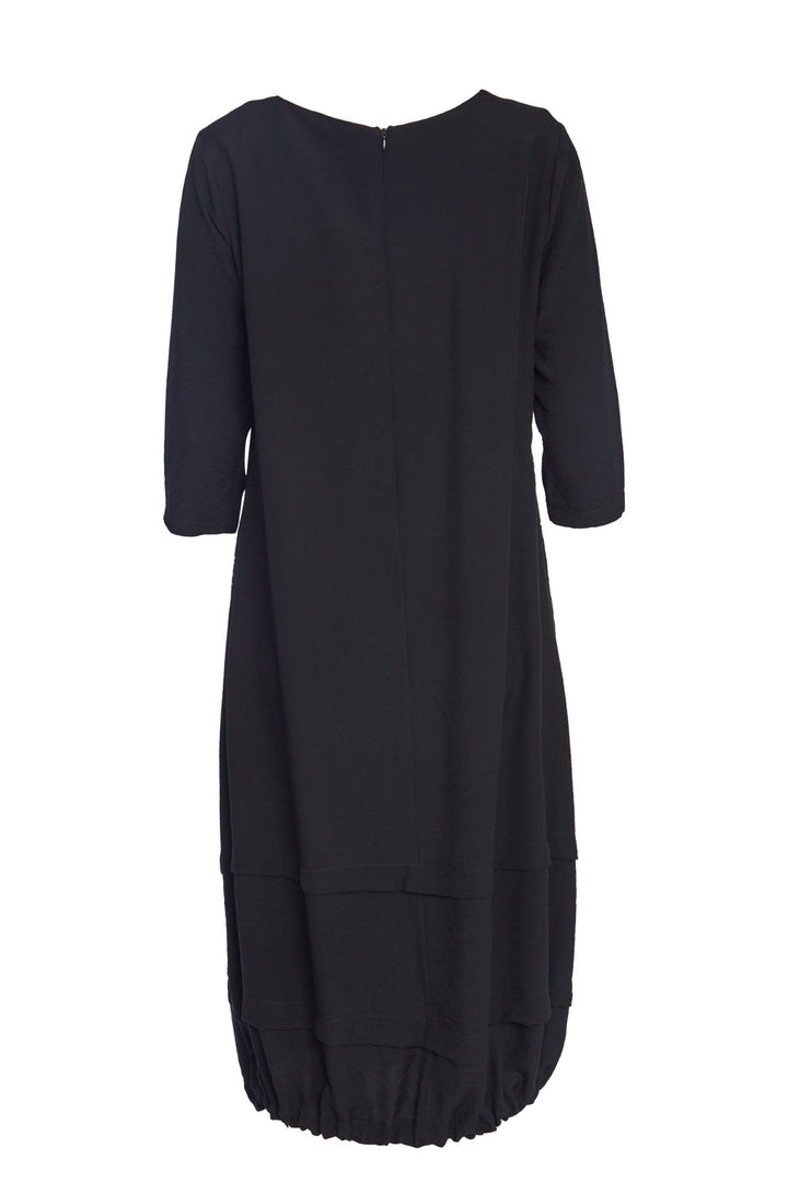 Naya ss156 Long Black White  Ruched Hem Dress