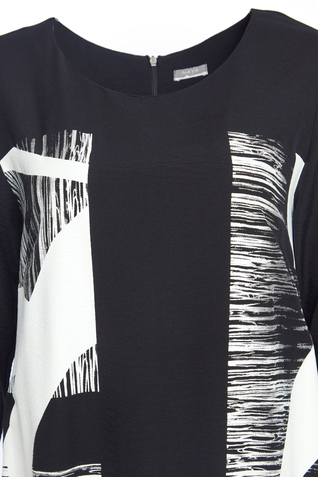 Naya ss156 Long Black White  Ruched Hem Dress
