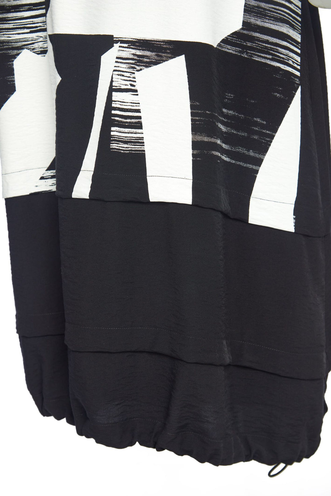Naya ss156 Long Black White  Ruched Hem Dress