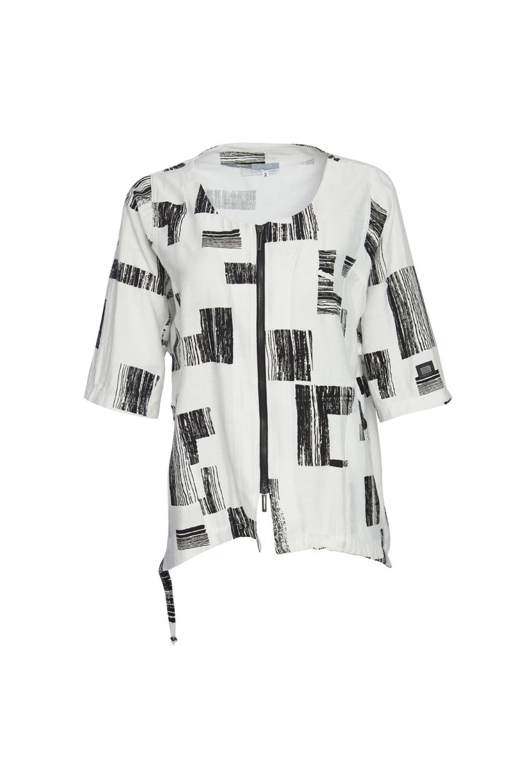 Naya ss216 White Black Zip Top Half Sleeve