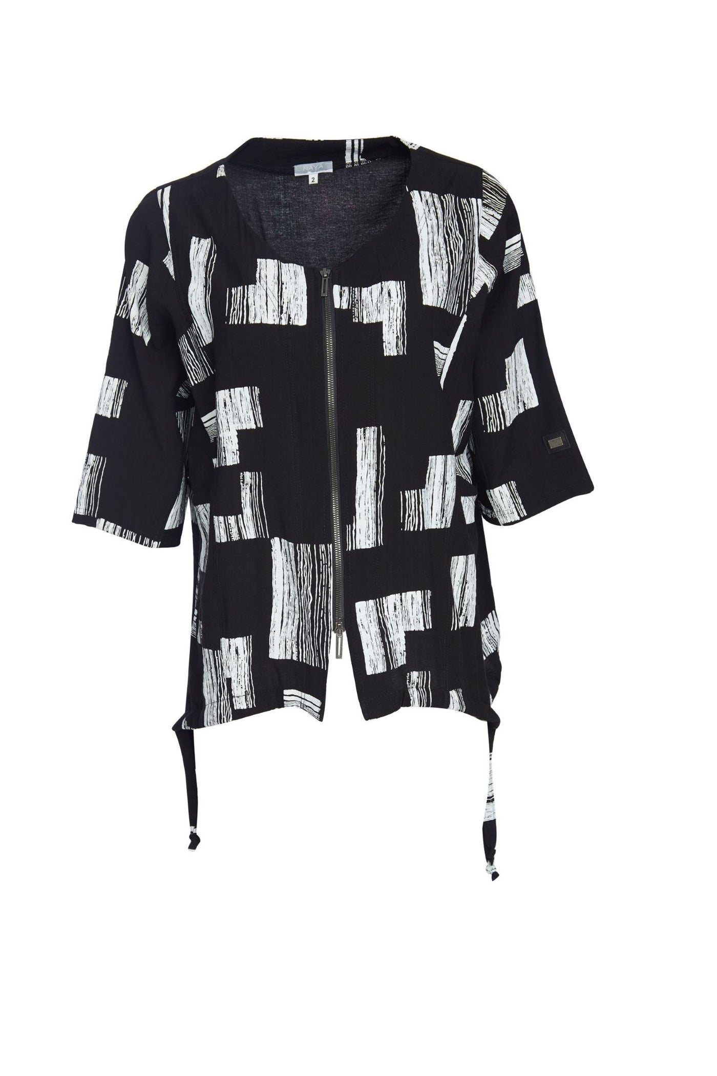 Naya NAS23216  Black White Zip Top Half Sleeve