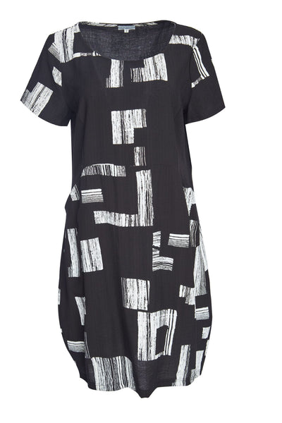 Naya nas23219 Black and White Dress Short Sleeves