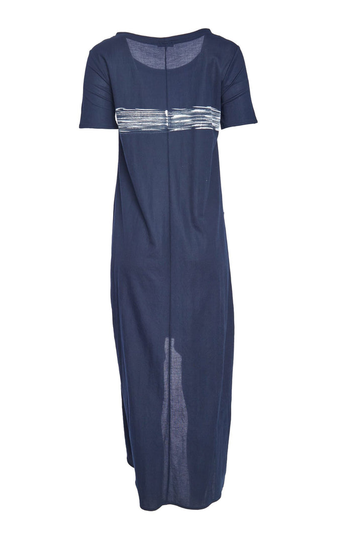 Naya NAS23233 Blue Brush Stroke Print High Low Hem