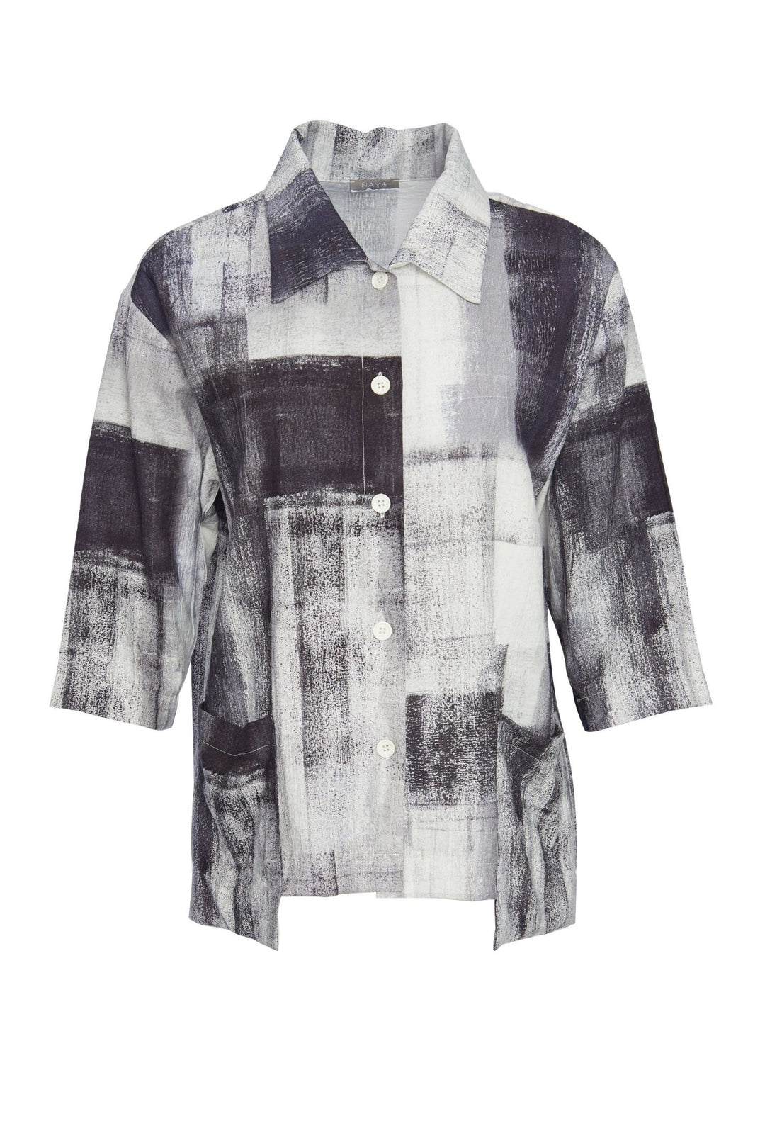 Naya NAS23239 Black White Grey Unlined Button Jacket