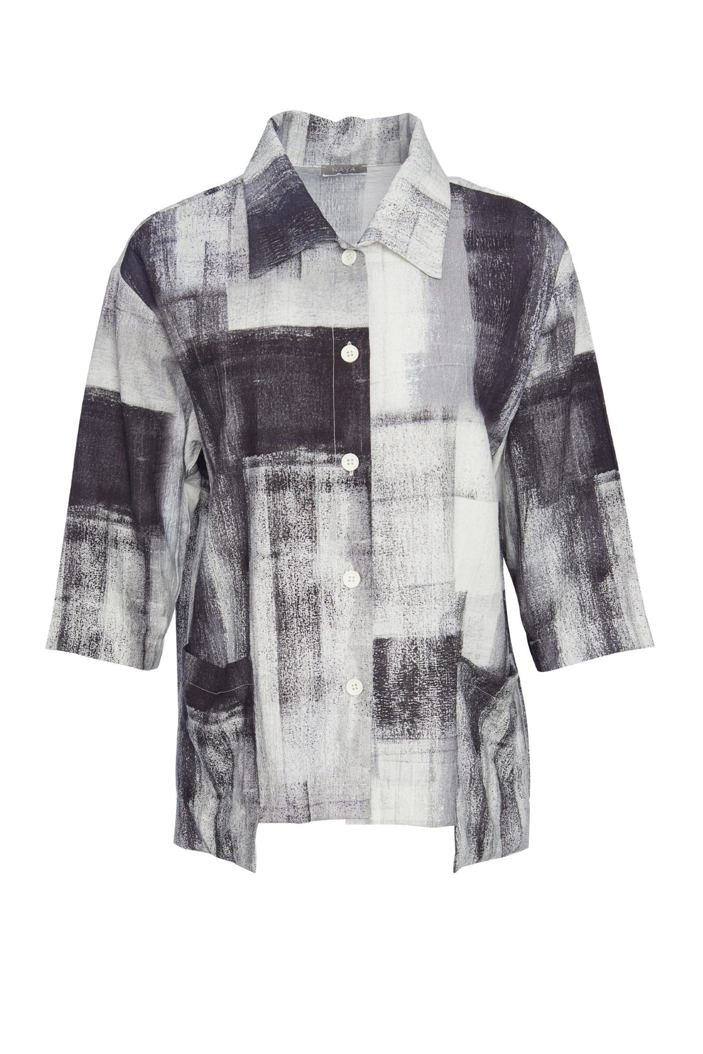 Naya NAS23239 Black White Grey Unlined Button Jacket