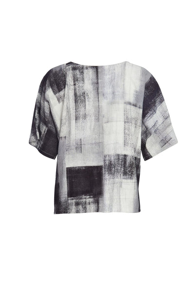 Naya NAS23240 Black White and Grey Print Top