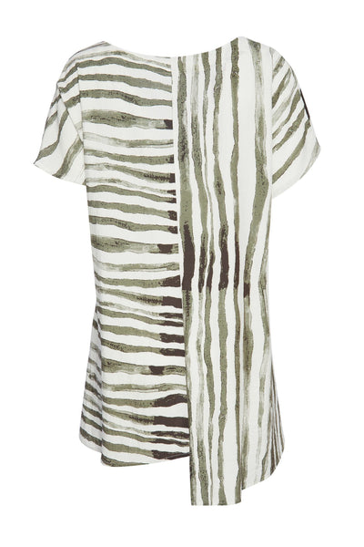 Naya NAS23256 Stripe Tunic Top Greens