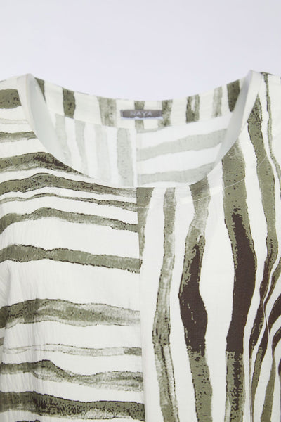 Naya NAS23256 Stripe Tunic Top Greens