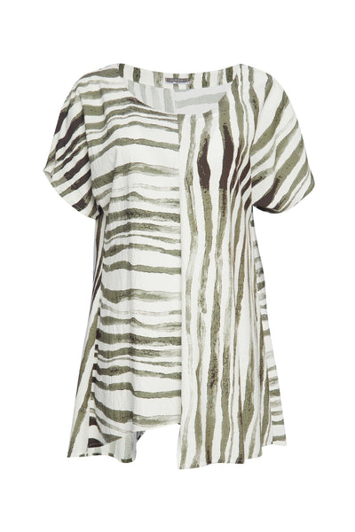 Naya NAS23256 Stripe Tunic Top Greens