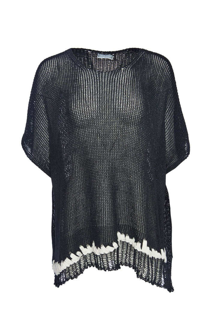 Naya NAW23272 Black White Knit  Layering Top