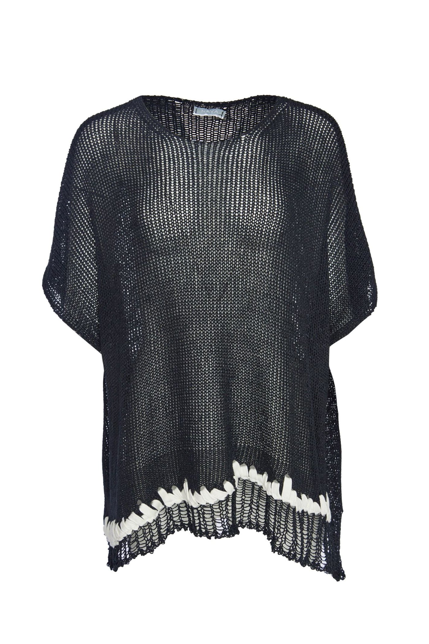 Naya NAW23272 Black White Knit  Layering Top