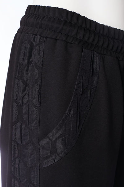 Trouser Quilted Panel Black NAW22124 Naya Elastic Waist