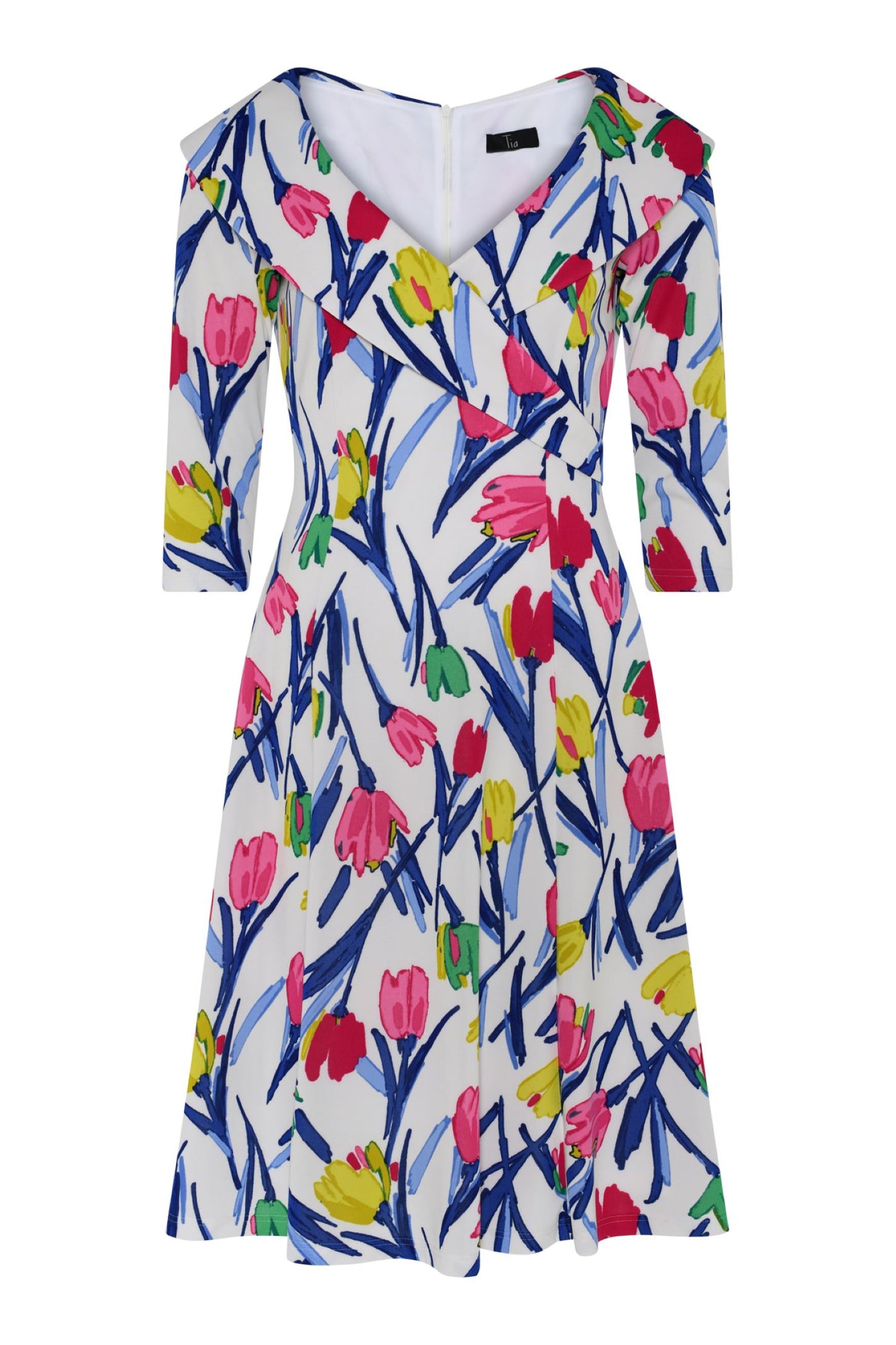 Tia 78653 Tulip print sleeve dress