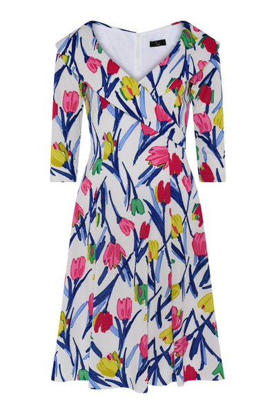 Tia 78653 Tulip print sleeve dress