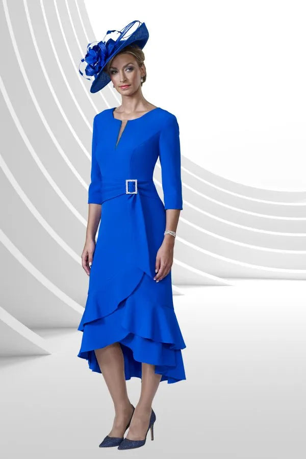 Veromia VO9188 Cobalt Blue Dress With Sleeves and Diamante